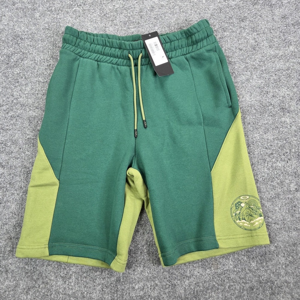 Oakley Sweat Shorts Mens Large Green Viridian Bike Graphic Fleece Colorblock